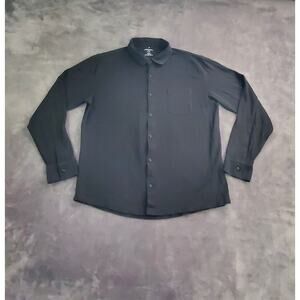 Fabletics Long Sleeve Size L Black Polo Button Up Shirt Mens Casual C24-18